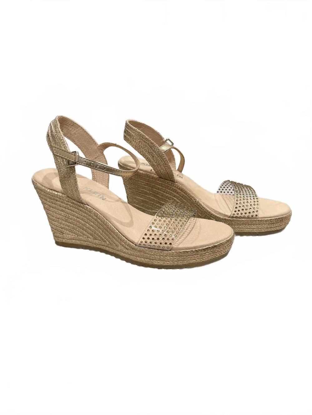 Anne Klein | Women's Gold Crystal Open Toe Wedges | Size 7.5 | NWOT | 1092